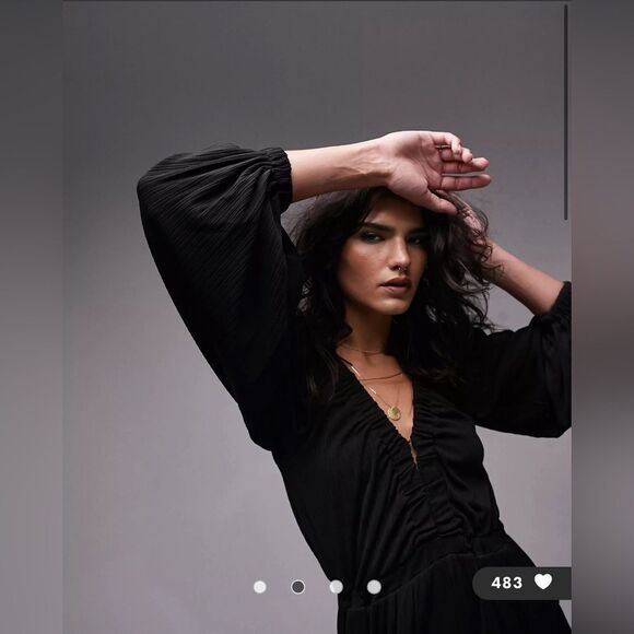 Topshop Jersey Long Sleeve Jumpsuit Black US 8-10 NWT IN PACKAGE - Picture 4 of 10